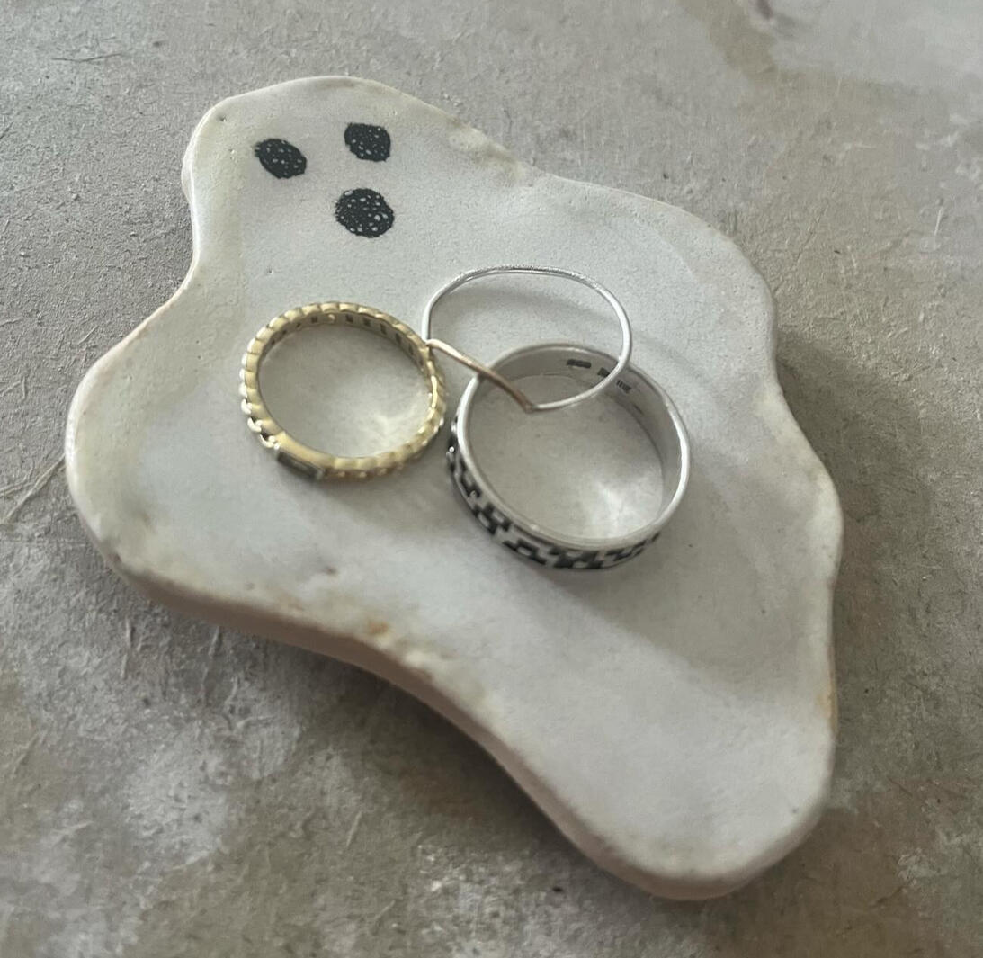 A hand-crafted ghost ring holder